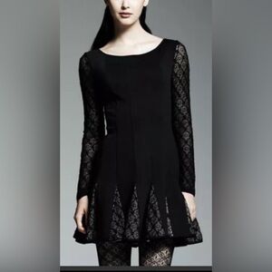 Catherine Malandrino Black Lace Gored Panel Dress NWT